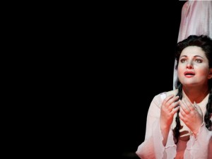 Hibla Gerzmava as Antonia in Offenbach's "Les Contes d'Hoffmann."Photo: Marty Sohl/Metropolitan OperaTaken during the rehearsal on September 24, 2010 at the Metropolitan Opera in New York City.