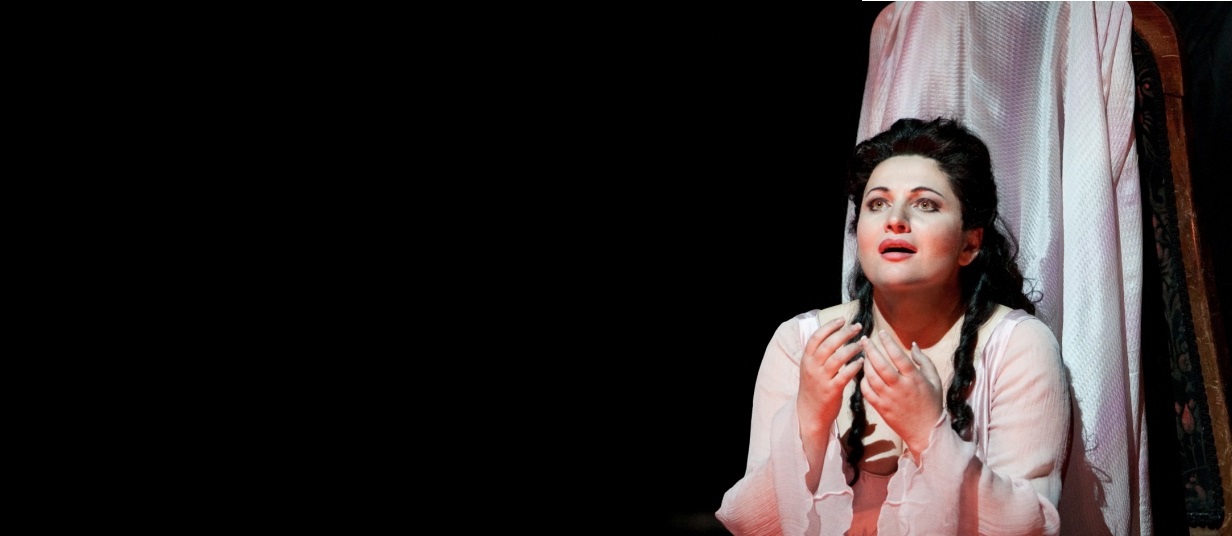 Hibla Gerzmava as Antonia in Offenbach's "Les Contes d'Hoffmann."Photo: Marty Sohl/Metropolitan OperaTaken during the rehearsal on September 24, 2010 at the Metropolitan Opera in New York City.