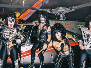 LAS VEGAS, NV - November 5:  KISS helicopter arrival before they perform opening night of their 9 show residency at The Joint at Hard Rock Hotel & Casino in Las Vegas, NV on November 5, 2014. © Erik Kabik Photography/ Retna Ltd. ***HOUSE COVERAGE***