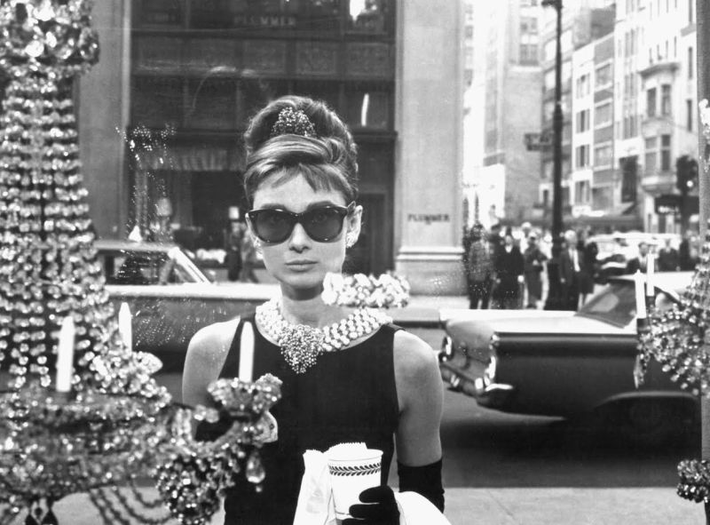 British actress Audrey Hepburn on the set of Breakfast at Tiffany's, based on the novel by Truman Capote and directed by Blake Edwards. (Photo by Paramount Pictures/Sunset Boulevard/Corbis via Getty Images)
