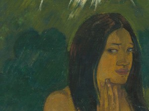 Paul Gauguin (French, 1848 - 1903), Parau na te Varua ino (Words of the Devil), 1892, oil on canvas, Gift of the W. Averell Harriman Foundation in memory of Marie N. Harriman 1972.9.12