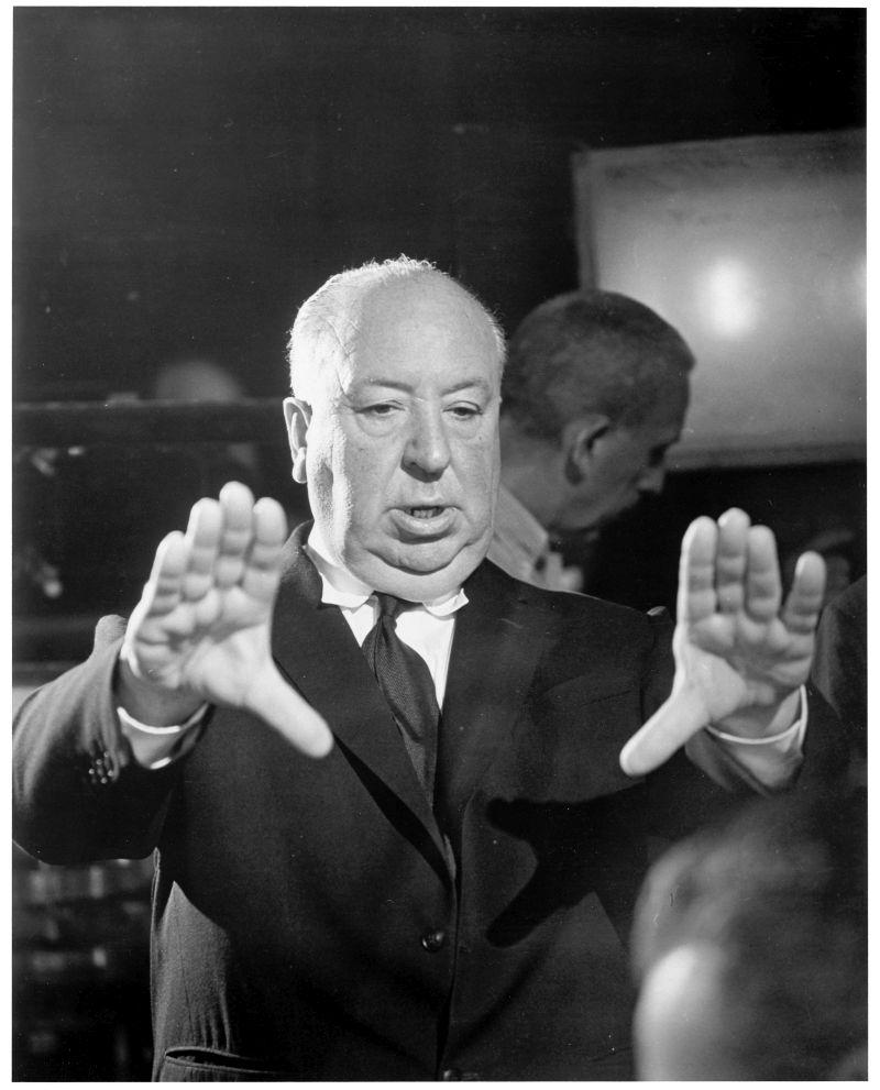 Alfred Hitchcock sul set di Psyco © Universal Pictures