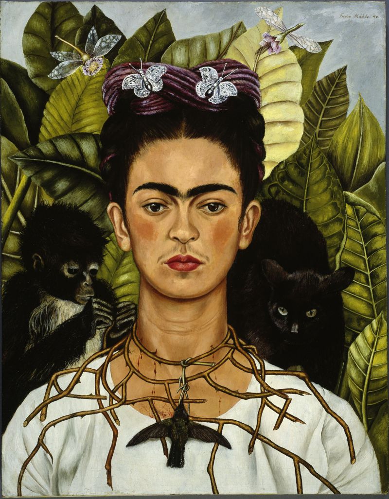Frida Kahlo, Self Portrait with Thorn Necklace and Hummingbird, 1940, Photo © Bridgeman Images