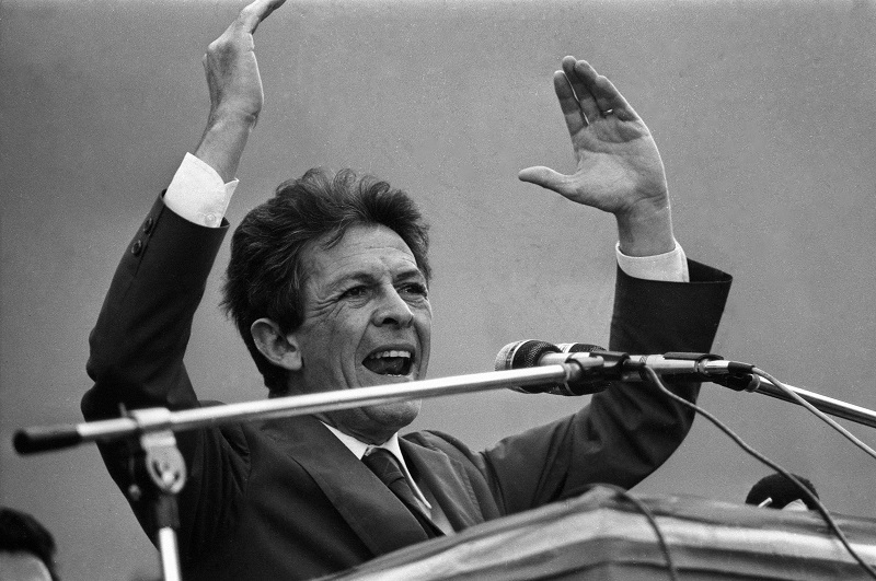 16/06/1975 Roma, piazza San Giovanni, manifestazione per il successo elettorale del PCI, nella foto il segretario del Partito comunista Enrico Berlinguer