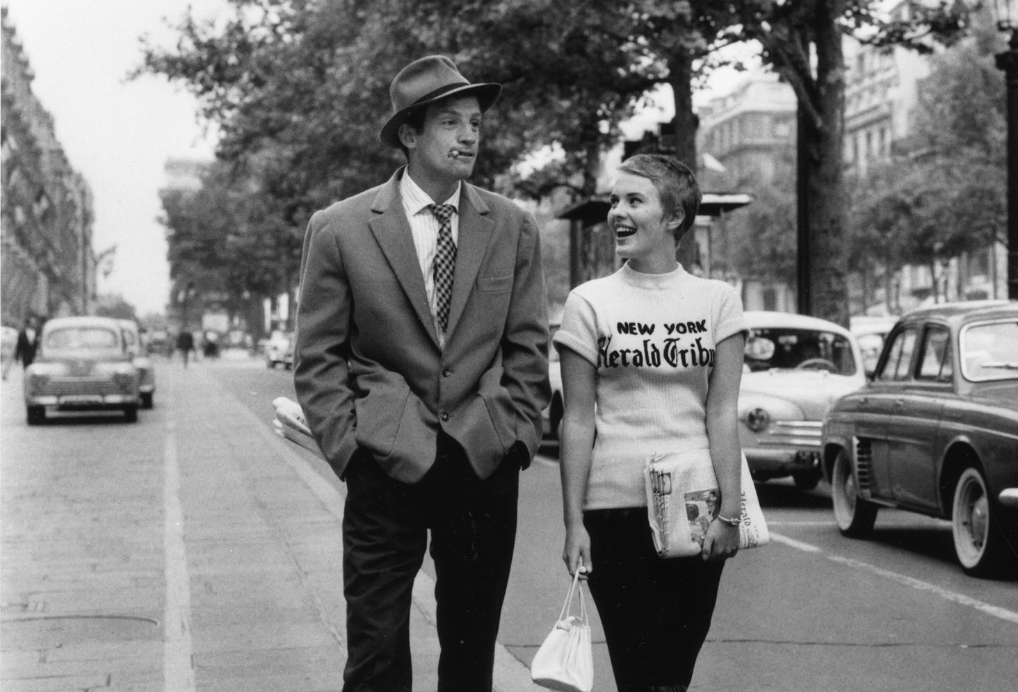 "Fino All'Ultimo Respiro", Foto fuori dal set. Belmondo e Seberg sugli Champs-Elysées 1959 - @Raymond Cauchetier