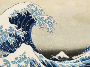 Under the wave off Kanagawa (The Great Wave) from Thirty-six views of Mt Fuji. Colour woodblock, 1831. Acquired with Art Fund Support.