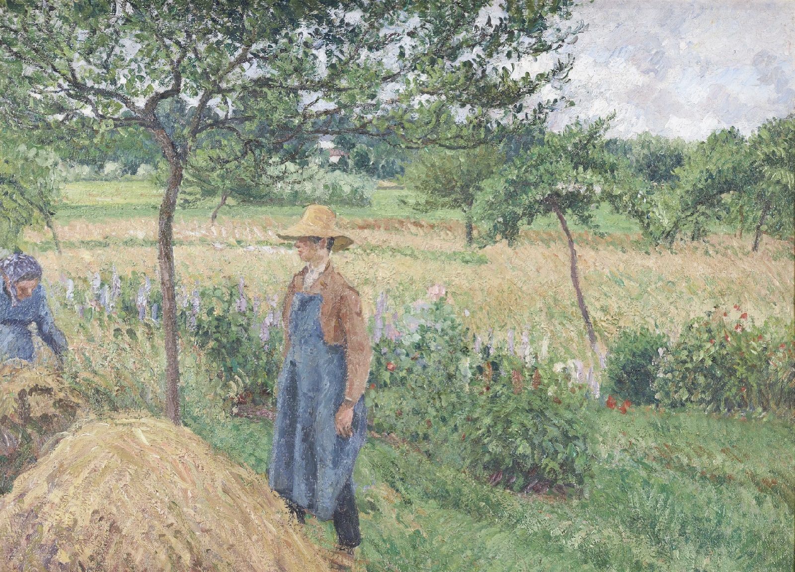 Camille Pisarro "Gardener standing by a Haystack, overcast sky, Eragny" 1899